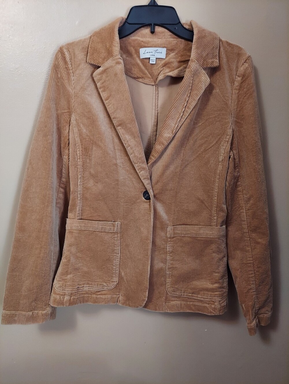 Love Tree Women’s Tan Corduroy Blazer – Size Large